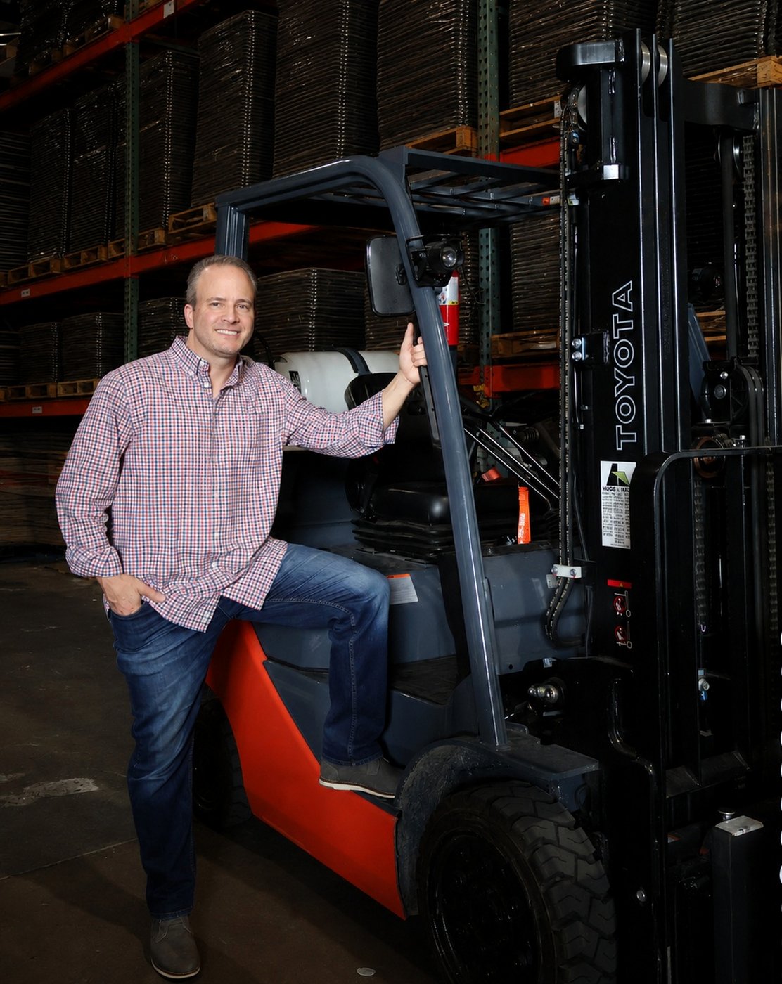 Chris Sater in the Encore Event Rentals warehouse in Shreveport, Louisiana